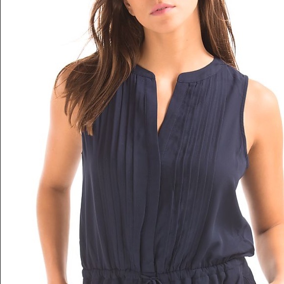 Gap Navy Pin-tuck Sleeveless Tie-Waist Dress - Picture 3 of 5